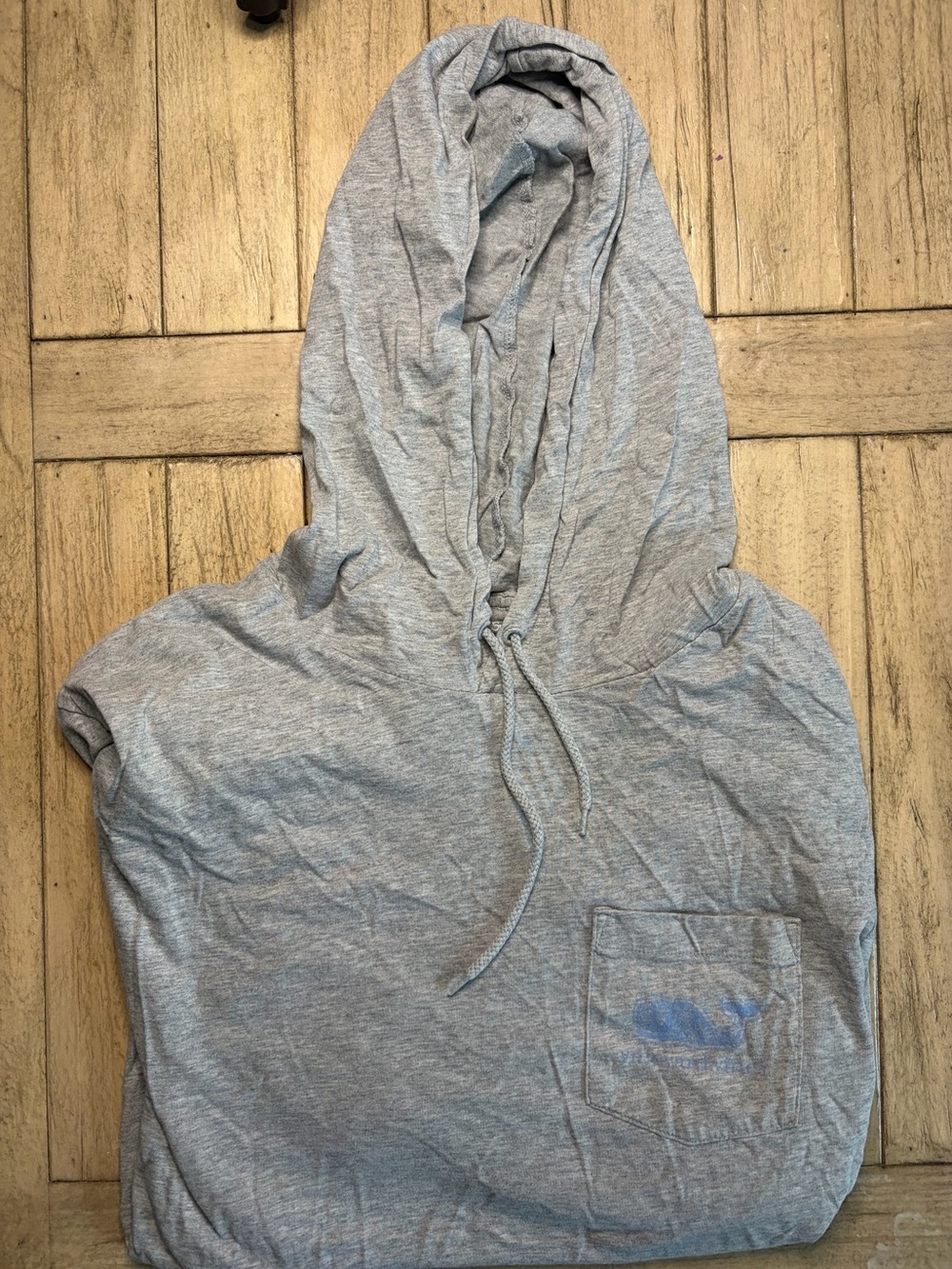 Vineyard Vines Light Gray Hooded Long-Sleeve Tee M